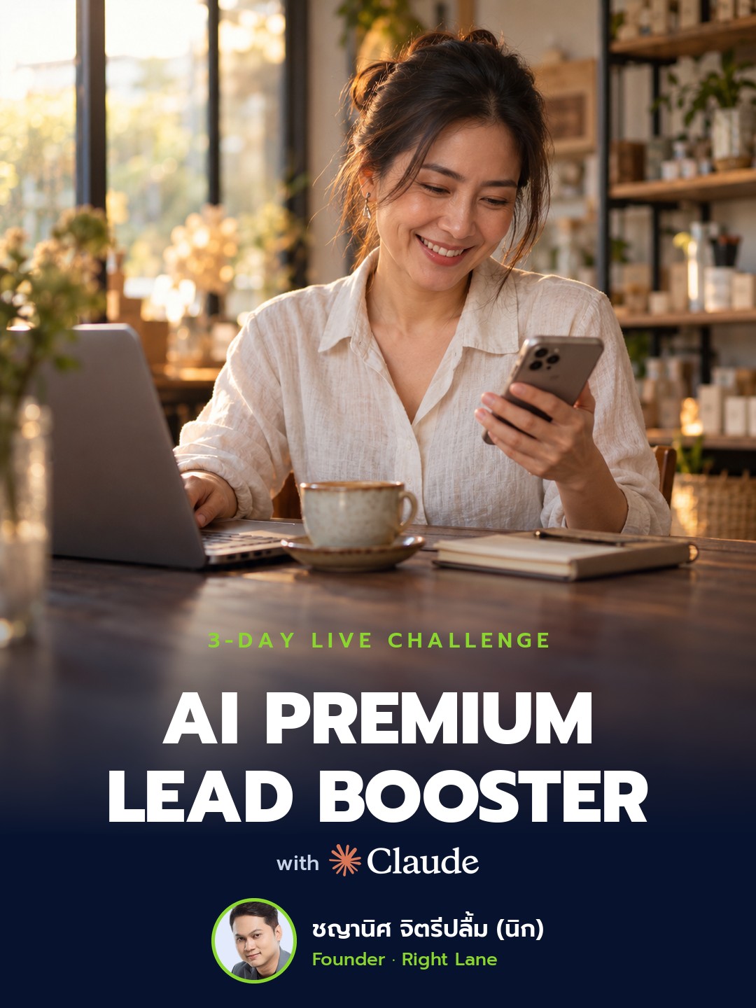 AI Premium Lead Booster · 3-Day Live Challenge โดย ชญานิศ จิตรีปลื้ม (นิก)